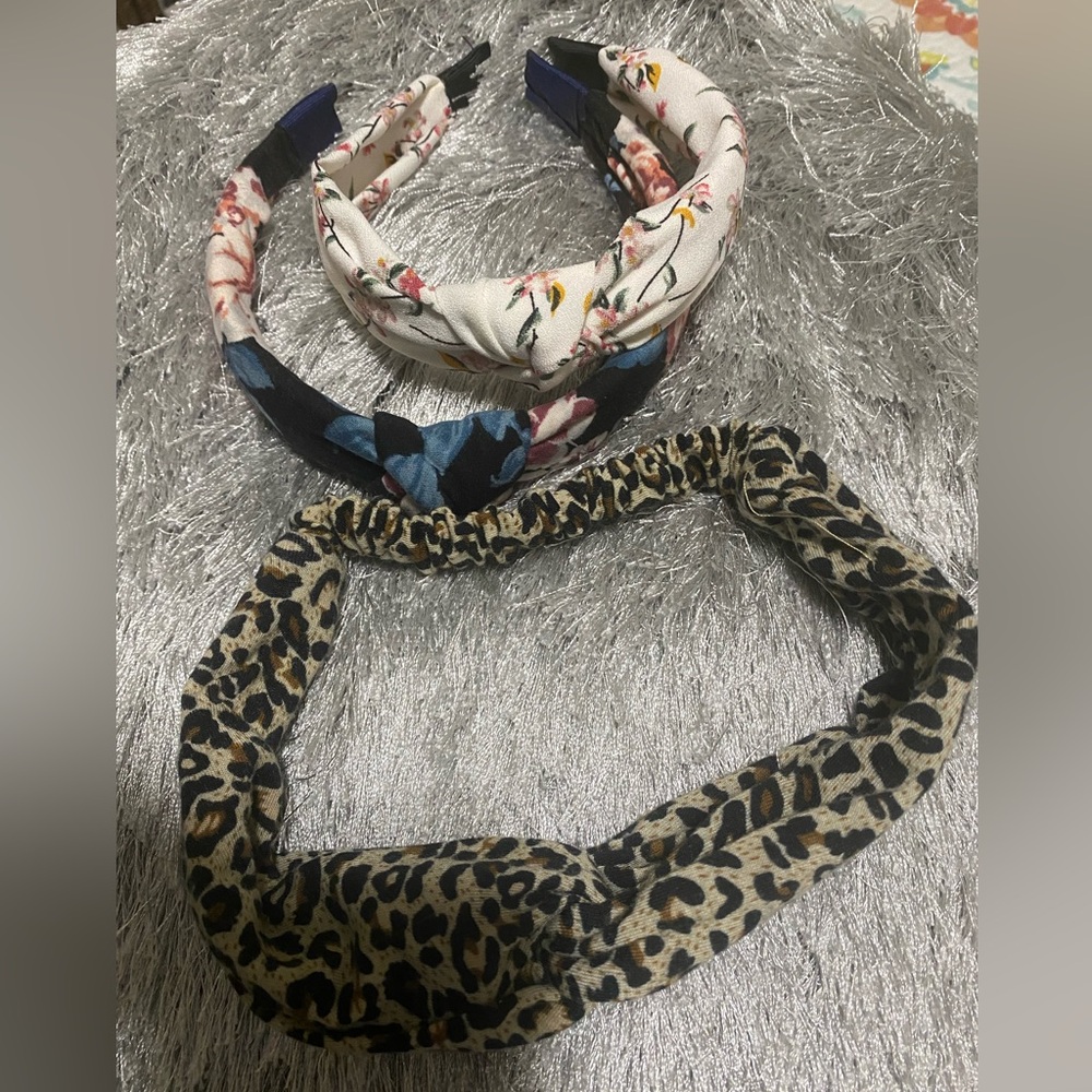 Stylish Floral and Leopard Headband Trio